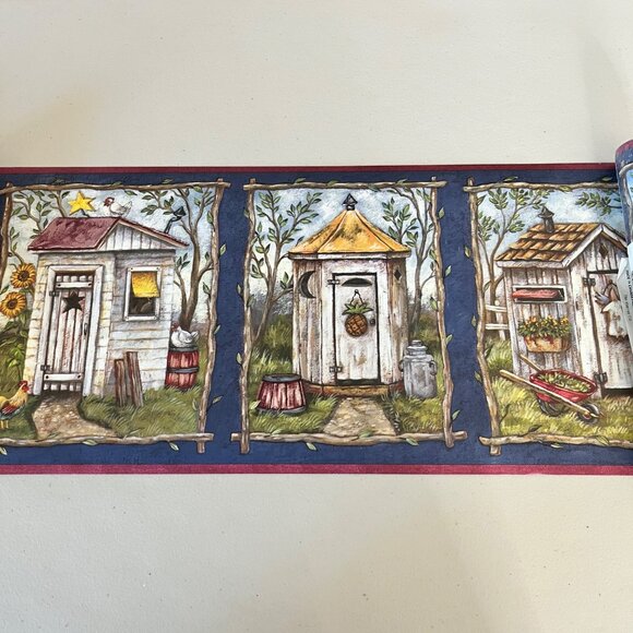 Vintage New Warner Wallpaper Border Lot of 3 CUP3361 Wood Houses Country Cottage - Picture 1 of 4